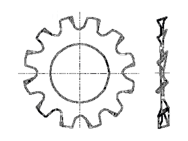 Ring; buitenvertanding; M3; D=6mm; h=0,4mm; verenstaal; DIN 6797A Ring; buitenvertanding; M3; D=6mm; h=0,4mm; verenstaal; DIN 6797A